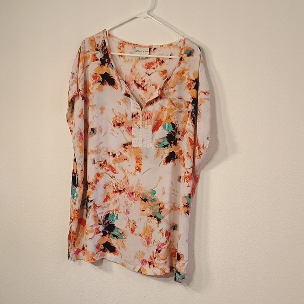 Ava & Viv Multicolor Floral Blouse